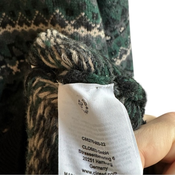 Closed Wool Crewneck Fair Isle Sweater Fern Green XL - Picture 10 of 12